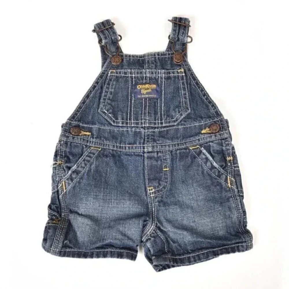 OSHKOSH B'GOSH Denim Jean Shortalls Overall Shorts Size 3 Months